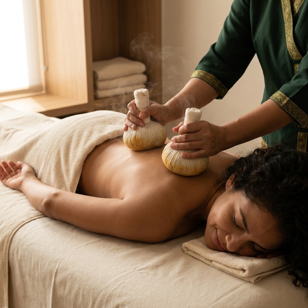 Kräuterstempel Massage
