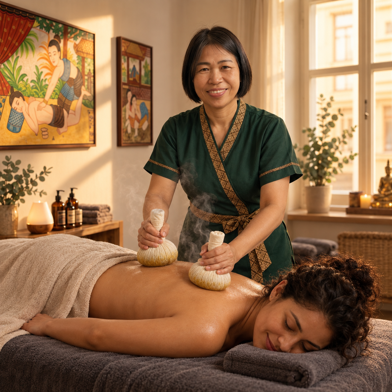 Kräuterstempel Massage